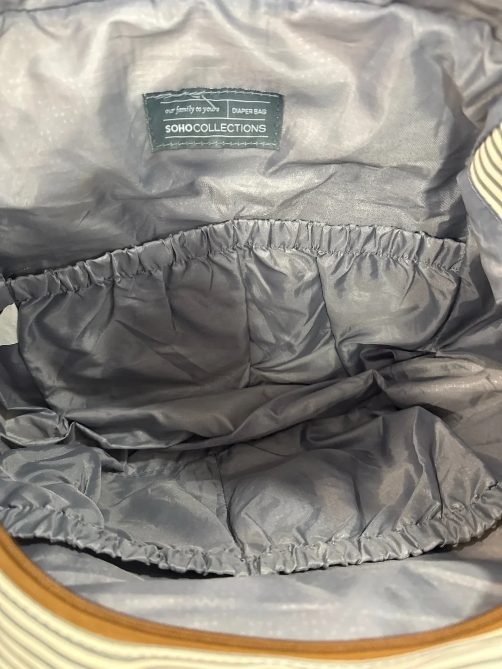 Soho Striped diaper bag Tote Bag Set with insulated Pockets - Brown Trim